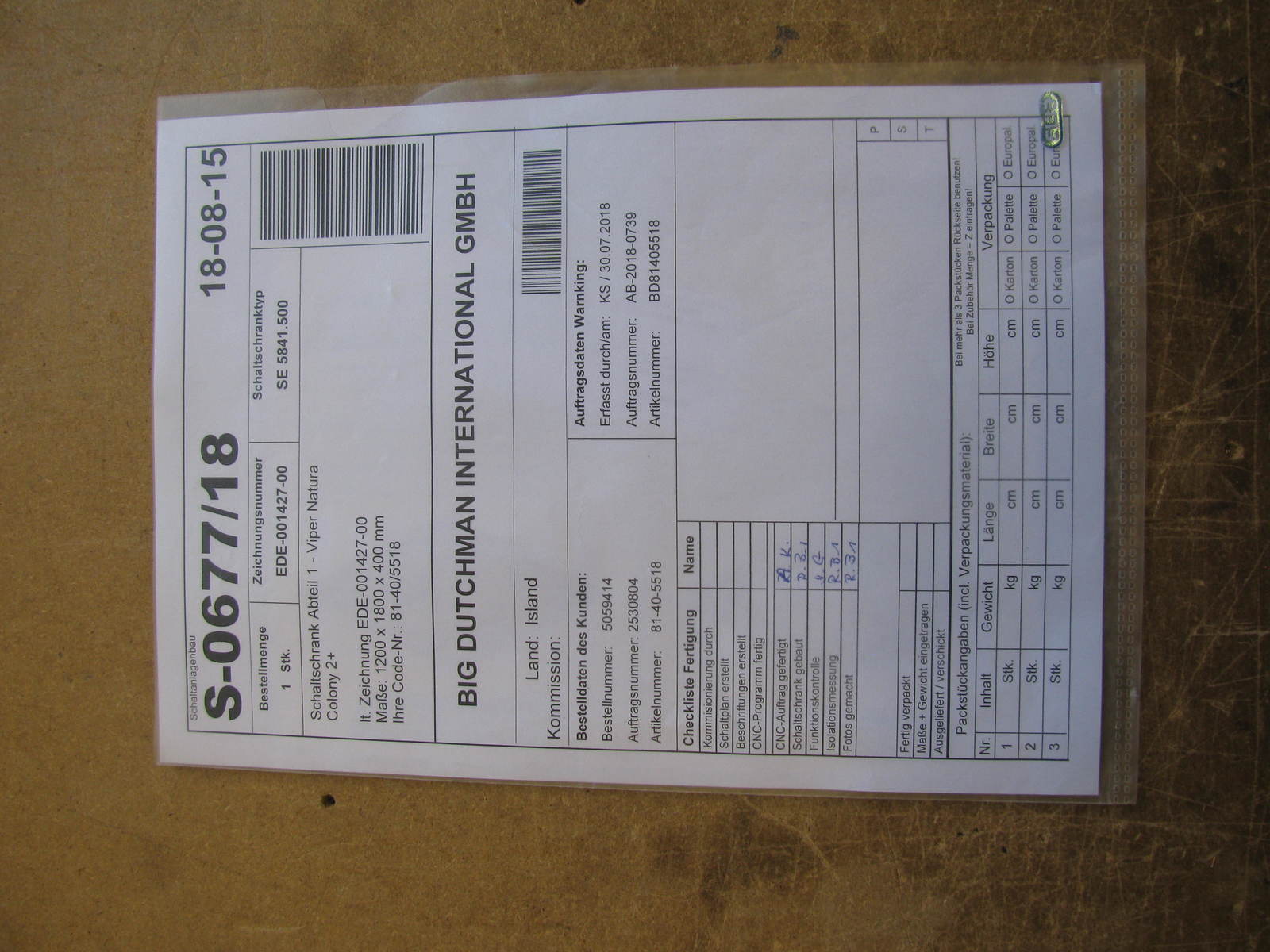 Control cabinet compartment 1 -Viper Natura Colony 2+